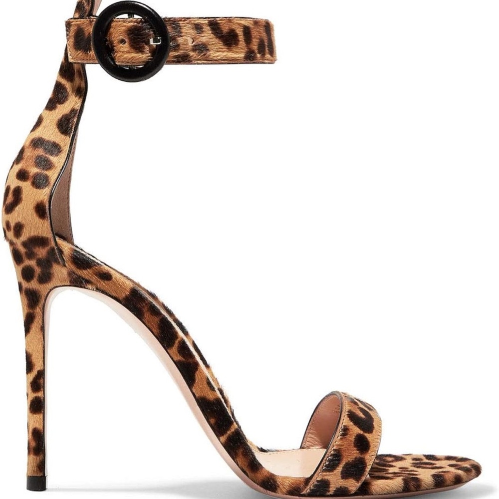 Leopard Print Ankle Strap Heels - Picture 3 of 7